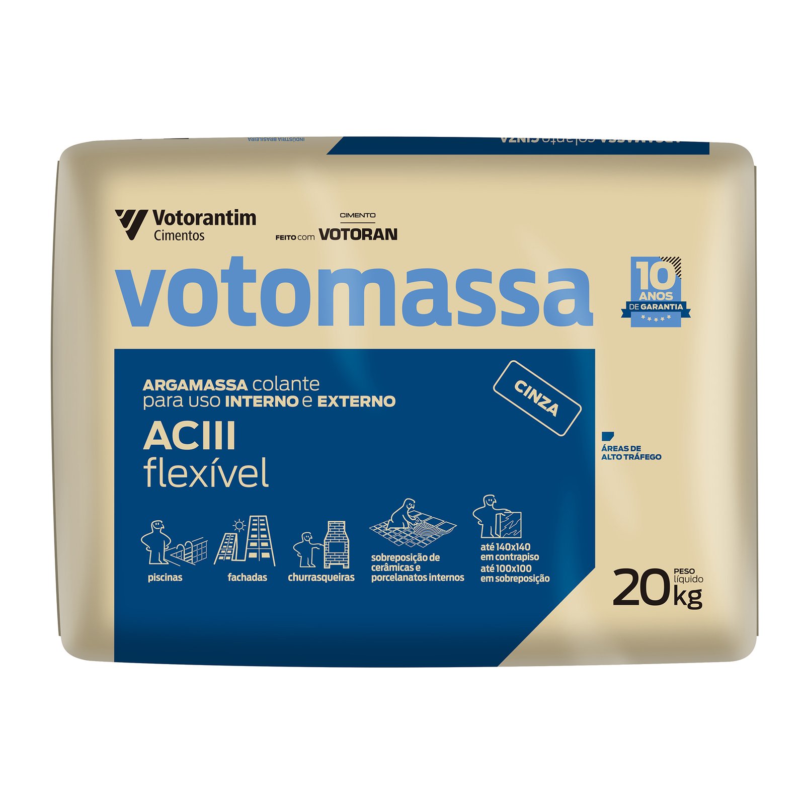 Argamassa ACIII Interno e Externo Cinza 20kg Votoran